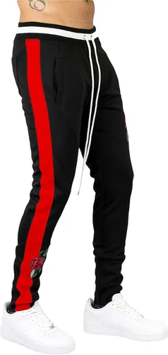 Vista 3 de Bleecker and Mercer Mens Hip Hop Activewear Slim Fit Athletic Track Jogger Pants Side Stripe Taping Zipper Bottom
