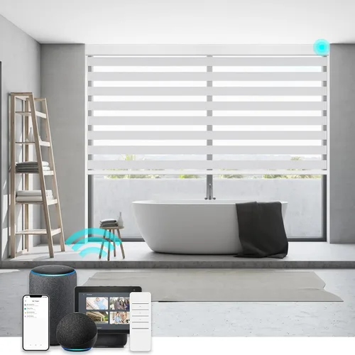 Vista 20 de Persianas de cebra Changshade para ventanas interiores con filtro de luz, persianas de cebra con cordón para puertas corredizas de vidrio