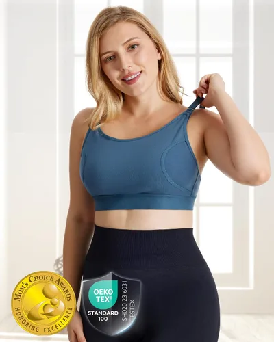 Vista 28 de Momcozy - Brasier para extracción de leche y lactancia, manos libres, ajustable, brasier todo en uno
