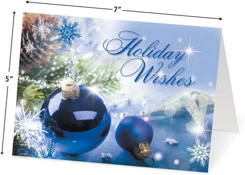 Vista 2 de Tarjetas de Navidad con imágenes coloridas azules de Colorful Images con sellos de sobres a juego, juego de 24 tarjetas, 5 x 7 plegadas, paquete