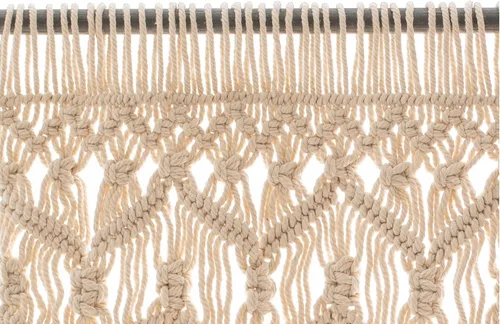Vista 6 de Cenefa de algodón texturizado de macramé bohemio – Cortinas de ventana de cocina y decoración de pared – Cenefa de macramé – Cortinas para ventana