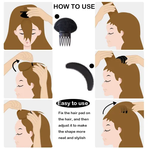 Vista 4 de 10 piezas de aumento de volumen para el cabello, esponja de soplo, juego de accesorios para el cabello, para bricolaje, mujeres y niñas