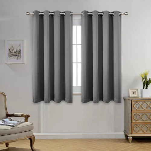 Vista 36 de Set de 2 cortinas para ventana, de Miuco, opacas, con ollaos, para recámara, incluye 2 alzapaños