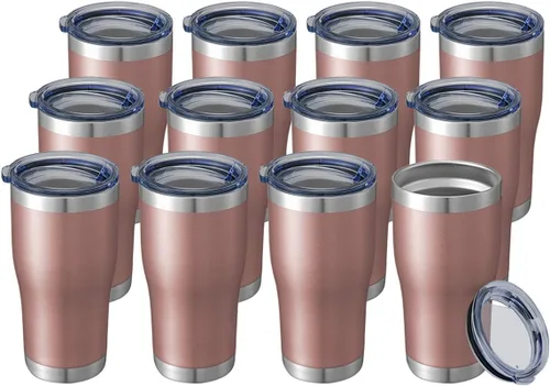 Vista 29 de HASLE OUTFITTERS Vaso de 20 onzas a granel, vasos de acero inoxidable con tapa, vaso aislado al vacío, taza de doble pared con recubrimiento