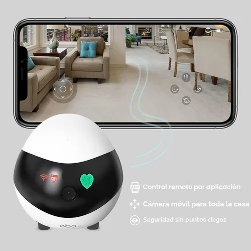 Vista 2 de Enabot EBO SE FamilyBot Home Camera Robot: Cámara móvil para mascotas 1080P en interiores, funciona con batería, recarga automática, visión