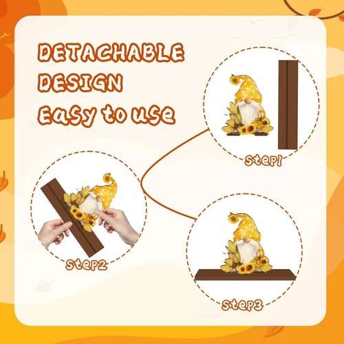 Vista 4 de 6 piezas de decoración de mesa de madera de otoño, letrero de mesa de madera de calabaza para centro de mesa, decoración de mesa con letra, verduras