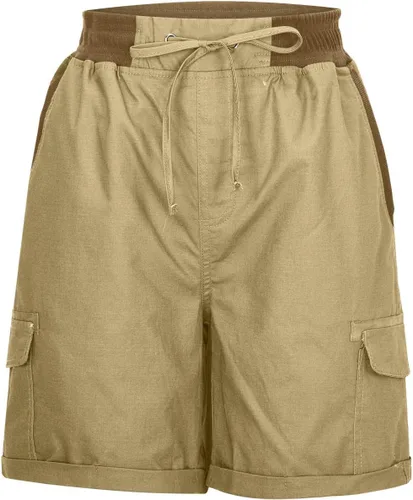 Vista 3 de DASAYO Womens 2023 Drawstring Cargo Shorts Shorts Side Pockets Rolled Hem Micro Elastic Shorts High Waist Regular Walk Shorts