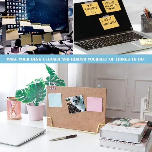 Vista 6 de Tablero de anuncios de corcho con soporte de escritorio de doble cara para mensajes y fotos para el hogar, oficina, escuela