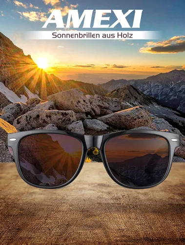 Vista 4 de Amexi Wood Sunglasses Offer a Combination of 100 Wood Temples that Support a Plastic FramePolarized Sunglasses for Fishing