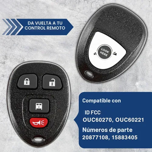 Vista 5 de KeylessOption Llavero de repuesto para Chevrolet Express GMC Savana 2007, 2008, 2009, 2010, 2011, 2012, 2013, 2014-2024, control remoto de entrada