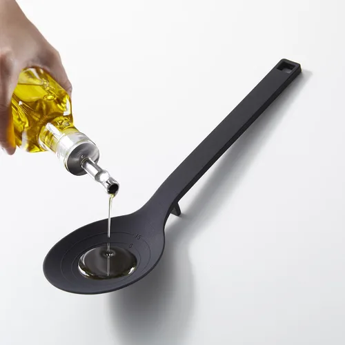 Vista 7 de Yamazaki Home Tower - Cuchara de cocina de silicona, higiénica con soporte de herramientas integrado, diseño limpio flotante, silicona