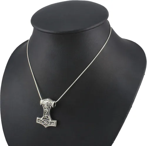 Vista 3 de WithLoveSilver - Colgante de plata de ley 925 Trinity celta vikingo con forma de martillo de Thor (Mjolnir), Plata esterlina