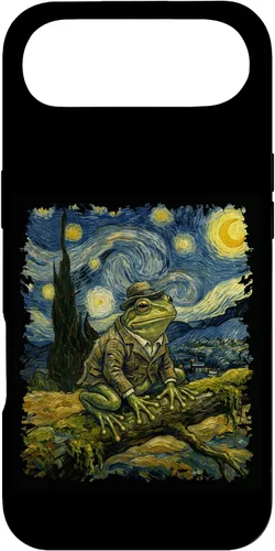 Vista 27 de Vintage Frog Van Gogh Style Starry Night Graphic Case for iPhone 17