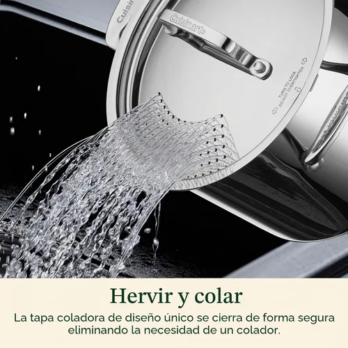 Vista 2 de Cuisinart 766S-22 - Olla para pasta de acero inoxidable de 6 cuartos de galón con tapa coladora Colección de utensilios de cocina clásicos de Chef