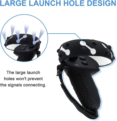 Vista 4 de Mcbazel 1 par de fundas de agarre para controlador Oculus Quest 2, funda protectora de silicona antideslizante y anticaídas con correa de mano