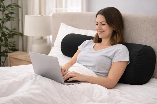 Vista 6 de Almohada corporal de microperlas – Almohada de apoyo para dormir lateral de cuerpo completo con funda extraíble para caderas, rodillas, espalda
