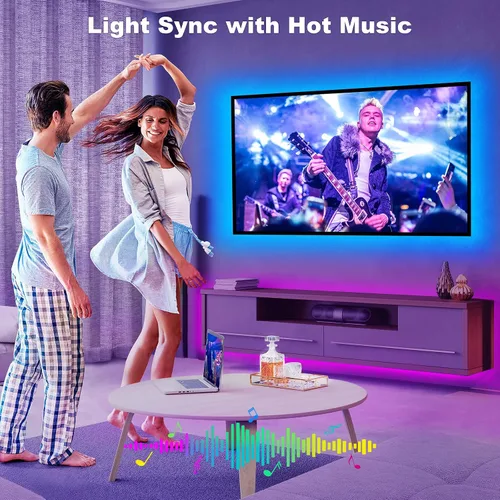 Vista 3 de Tatazone Luces LED Bluetooth RGBWW para TV de 50 a 55 pulgadas con control de aplicación, RGB + retroiluminación blanca sintonizable 3000K-6500K