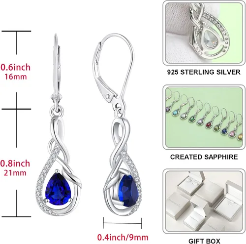 Vista 6 de Starchenie Aretes colgantes de plata de ley con cierre de palanca de infinito, joyas trenzadas