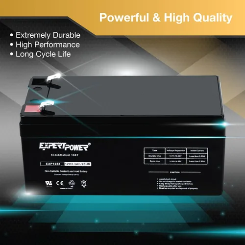 Vista 2 de ExpertPower - Baterías para alarma de 12 voltios, Paquete de 1, Negro