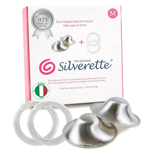 Vista 9 de SILVERETTE The Original - Tazas de lactancia plateadas, cubiertas de pezones para lactancia materna, protectores de pezones de plata 925 pura