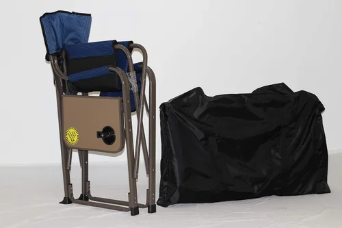 Vista 2 de EEZ RV Products Silla de director plegable de respaldo alto resistente con mesa auxiliar y bolsa de almacenamiento - (azul)