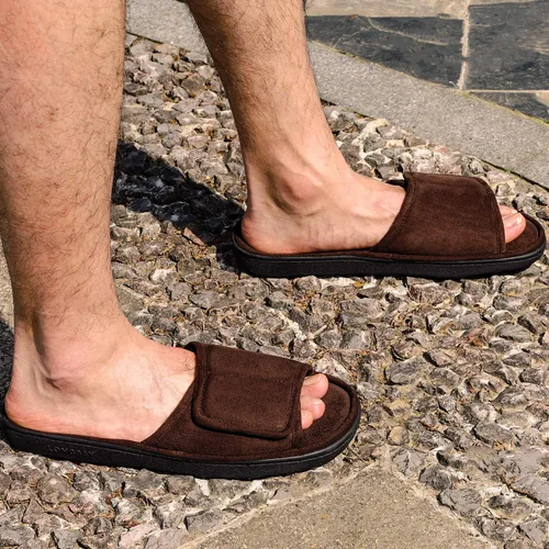 Vista 2 de Cómodas pantuflas de espuma viscoelástica para hombre, transpirables, microgamuza