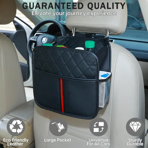 Vista 2 de Organizador de respaldo de asiento de automóvil con bolsillos de almacenamiento, paquete de 2 organizadores de asiento de automóvil colgantes multi