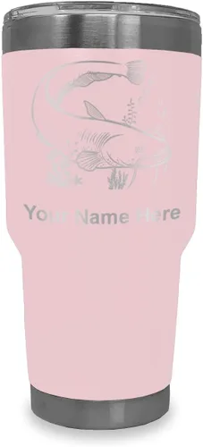 Vista 22 de LaserGram Vaso aislado al vacío de 20 onzas, bagre, grabado personalizado incluido (negro)