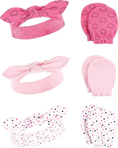 Vista 158 de Hudson Baby Conjunto de diadema de algodón y manoplas para rascar para bebé