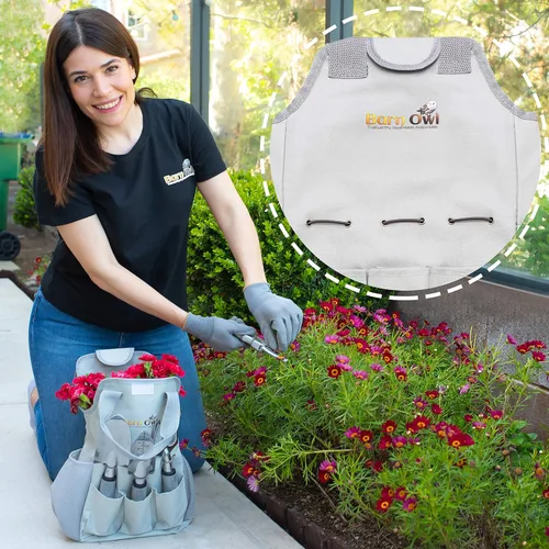 Vista 7 de Barn Owl Herramientas de jardín de acero inoxidable, 9 piezas, herramientas de jardinería, juegos de herramientas con mango antideslizante de corte