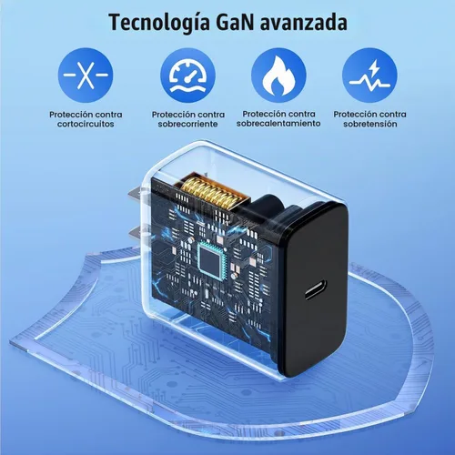 Vista 3 de Cargador USB C de 60 W Samsung, cargador tipo C de carga súper rápida de 60