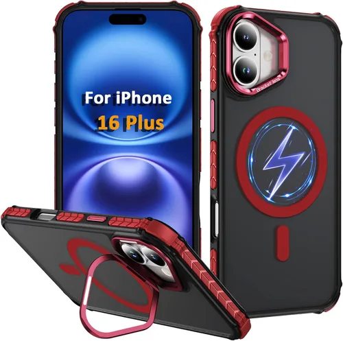 Vista 55 de Funda KETGII para iPhone 13, para iPhone 14, compatible con MagSafe, carga inalámbrica, resistente, a prueba de golpes, pata ajustable, delgada