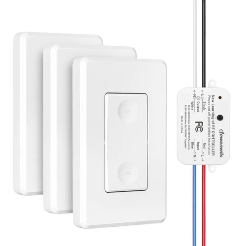 Vista 9 de DEWENWILS Interruptor de luz remoto inalámbrico, kit de interruptor de pared inalámbrico expandible, sin cableado, sin WiFi, rango RF de 100 pies