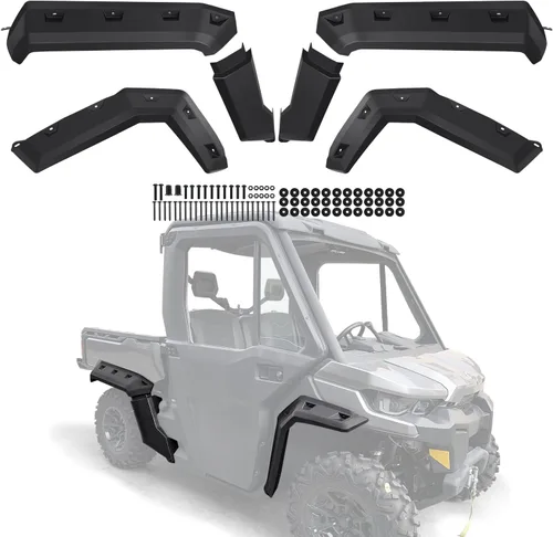 Vista 3 de Parabrisas trasero transparente + guardabarros compatibles con Can-Am Defender HD5/HD8/HD10/MAX 2016-2022