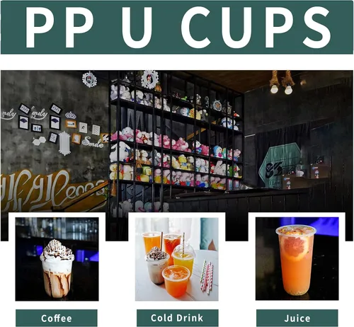 Vista 3 de 100 unidades de vasos de plástico desechables de 16 onzas con tapas, vasos transparentes de plástico para bebidas frías/Bubble Boba/café