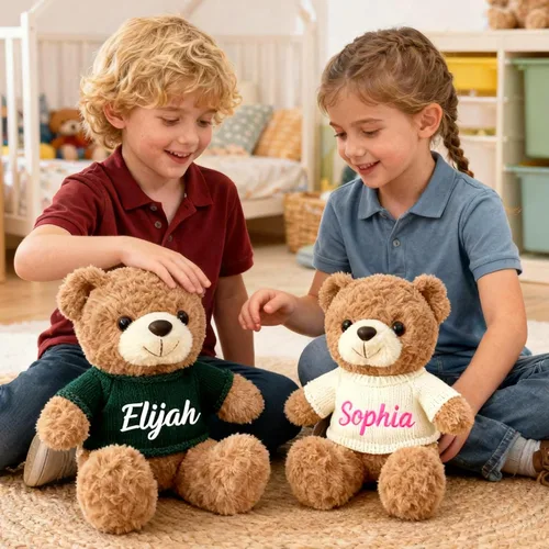Vista 6 de Rryoumisun Oso de peluche personalizado con nombre bordado, animal de peluche suave de 12 pulgadas, regalo único para el día de San Valentín