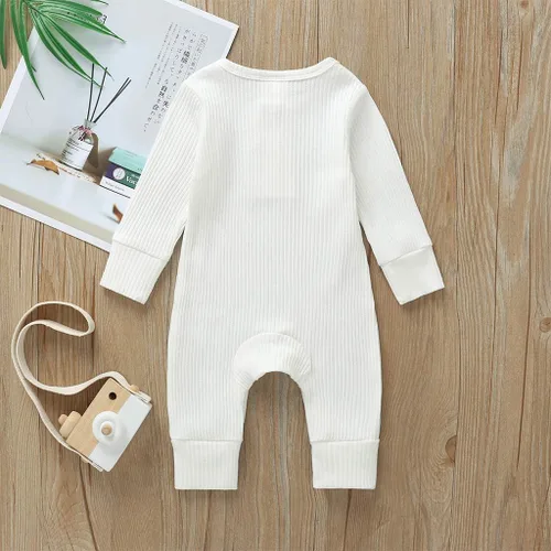 Vista 4 de Mameluco de una pieza para recién nacido unisex con botones color liso para bebé y niña
