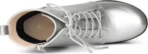 Vista 4 de Allegra K Botas de combate de tacón alto grueso con cordones para mujer, M