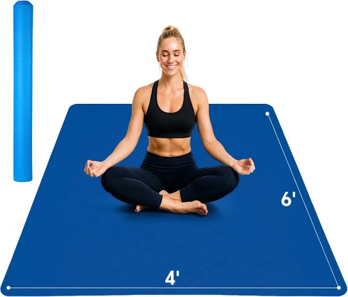 Vista 12 de Stepwaver Esterilla de yoga extragrande de 6 x 4 pies (1/3 pulgadas y 1/4 pulgadas de grosor), antideslizante, ultra duradera, amplia alfombrilla