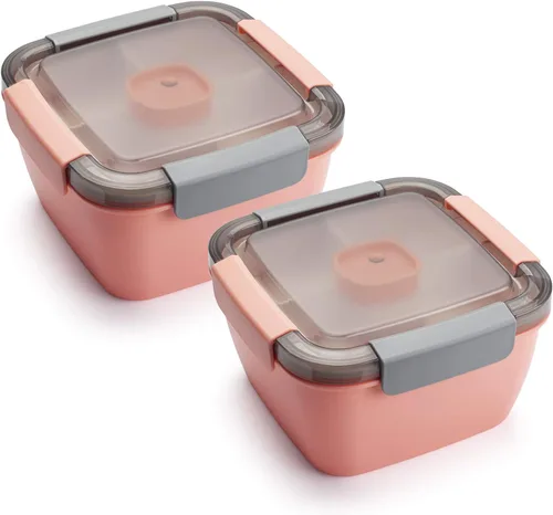 Vista 8 de Freshmage - Recipientes de ensalada para llevar, tazones de 52 oz con 3 compartimentos, recipiente para aderezos para aderezos, para hombres