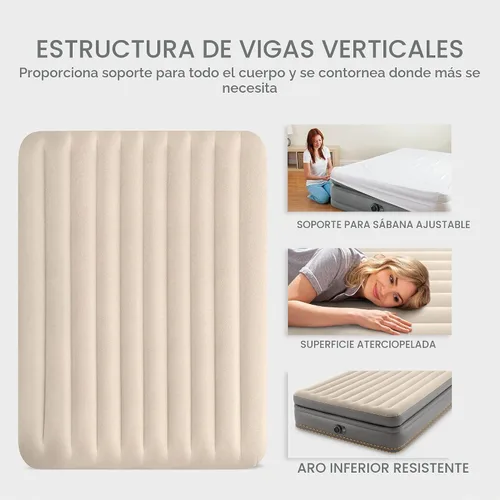 Vista 7 de Intex Dura Beam Plus Prime Comfort Fiber-Tech - Cama de colchón de aire para el hogar con bomba eléctrica integrada, tamaño Queen