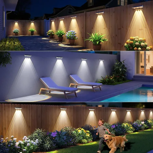 Vista 7 de YiLaie - Luces solares para valla al aire libre, IP67 impermeable, 16-25H 3000 K/6500 K/4500 K