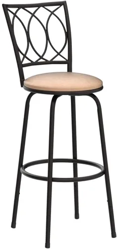 Vista 5 de VECELO Taburetes ajustables de barra, sillas de bar con asiento giratorio de 360 grados y cómodos cojines redondos, sillas de pub de acero