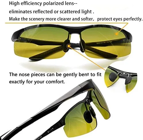 Vista 4 de UpaClaire Night Vision Glasses and High Definition Polarized Sports Sunglasses