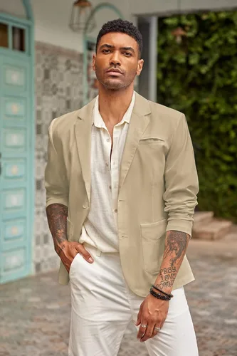 Vista 2 de COOFANDY Men's Casual Linen Sport Coat Lightweight Travel Blazer Modern Suit Jacket