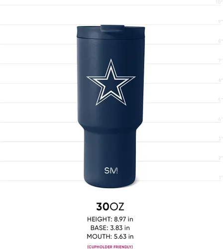 Vista 5 de Simple Modern, Colección Trek - Vaso térmico de acero inoxidable de 30 oz con tapa abatible y pajillas con licencia oficial de la NFL, regalos