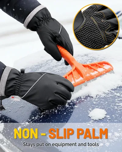 Vista 6 de Guantes de invierno para hombres y mujeres, impermeables, cálidos, guantes de esquí para clima frío, resistentes al viento, guantes de pantalla