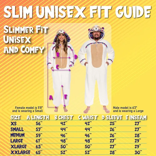 Vista 3 de Funziez! Slim Fit Sherpa Adult Onesie - Animal Halloween Costume - Plush One Piece Cosplay Suit for Women and Men