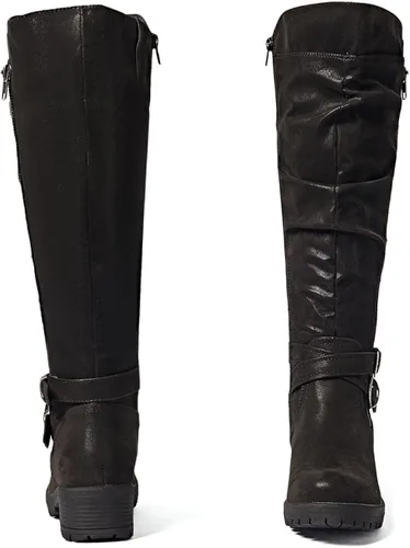 Vista 4 de Botas altas hasta la rodilla para mujer, elegantes y cómodas, con punta redonda, cierre de cremallera lateral, para otoño e invierno para mujer