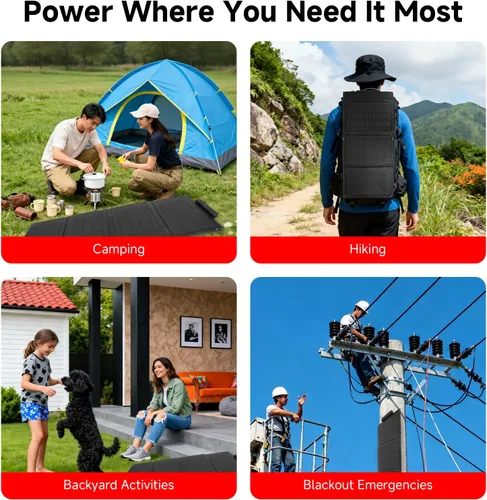 Vista 7 de Soshine Cargador de panel solar de 30 W, panel solar plegable portátil con 3 puertos USB (USB-A QC3.0 y 2 USB-C), impermeable IP67 para senderismo